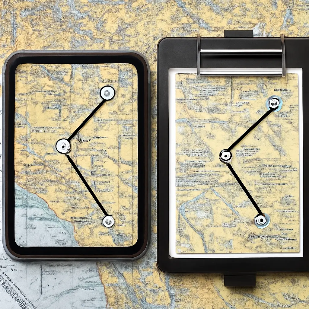A sectional map and plotted IFR route on tablet