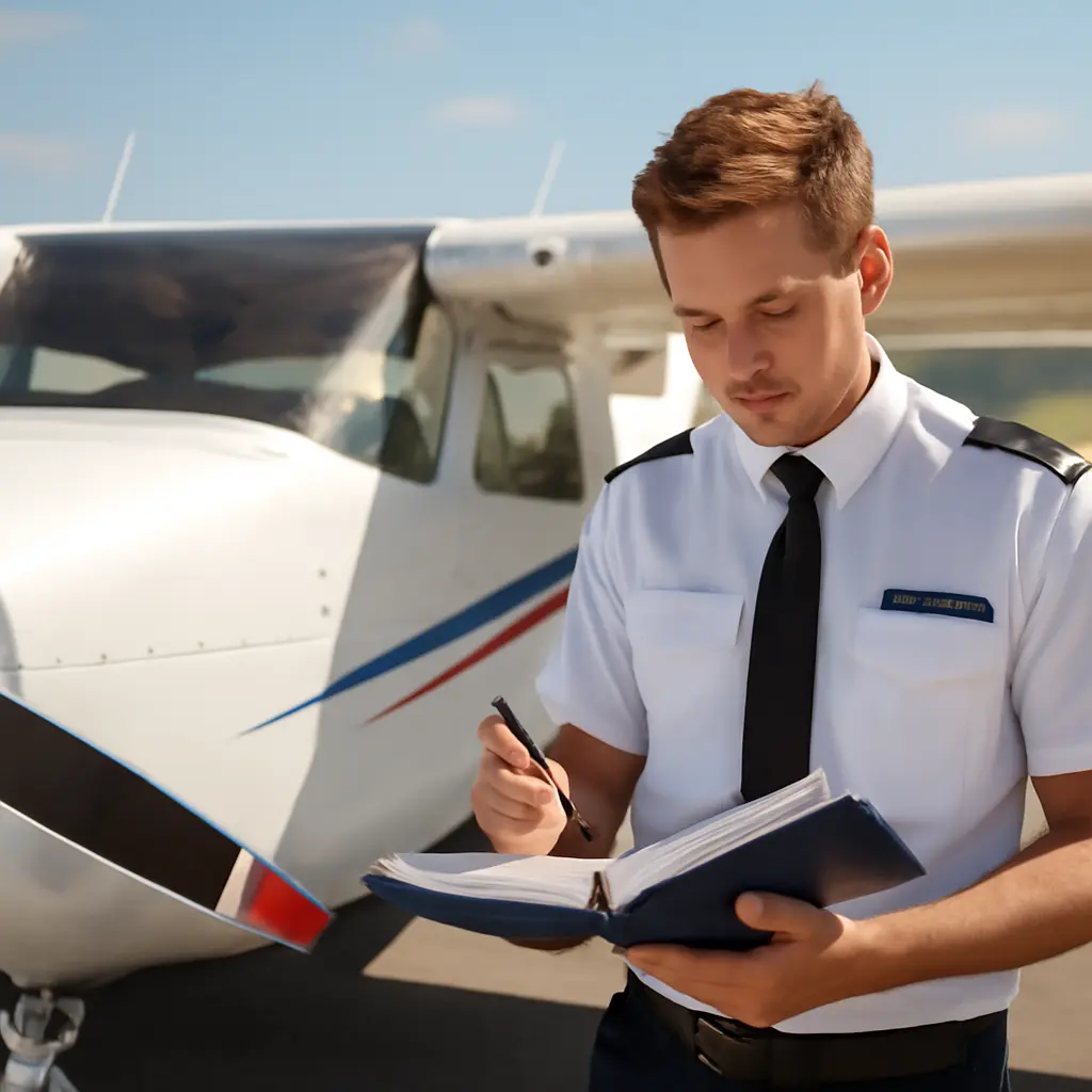 Student pilot logging low-cost flight hours in a small trainer aircraft